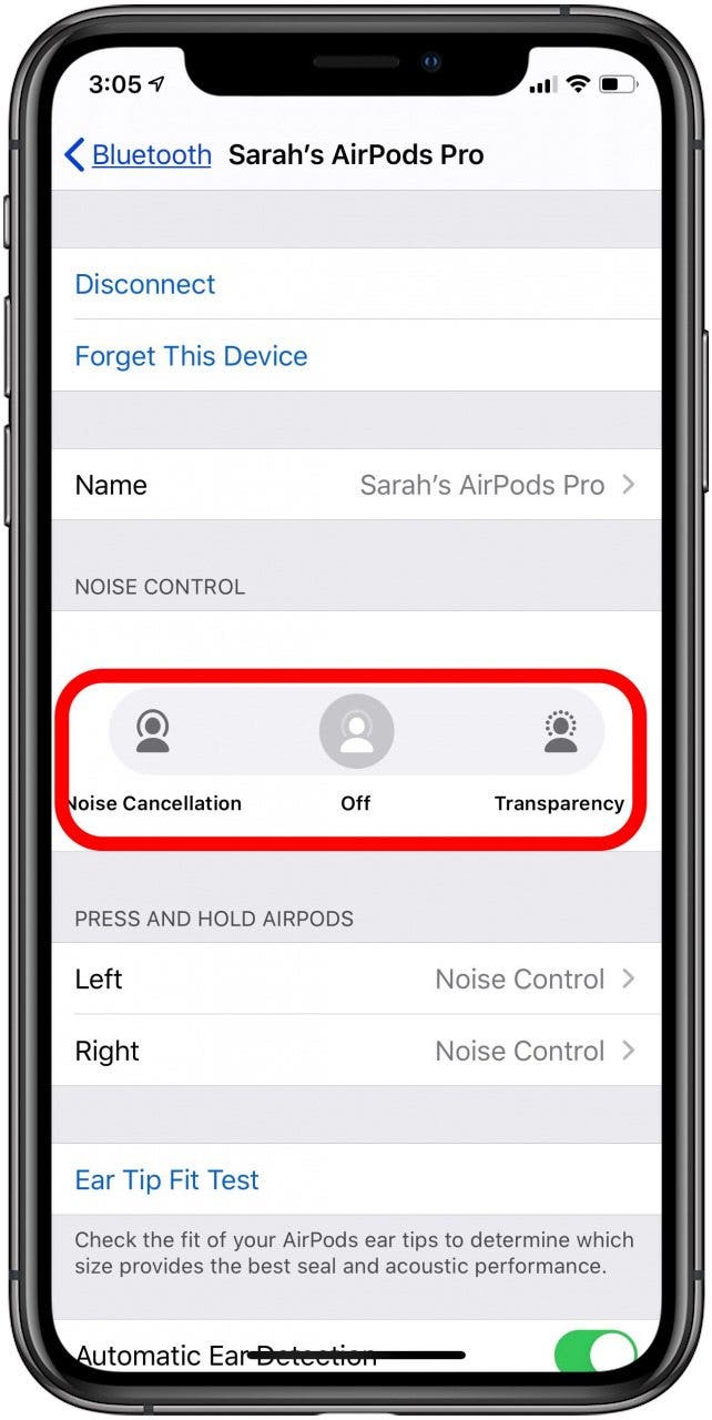 airpods pro noise control mode