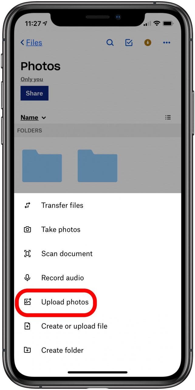 upload photos to dropbox app