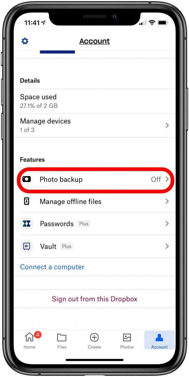 dropbox automatic photo backup