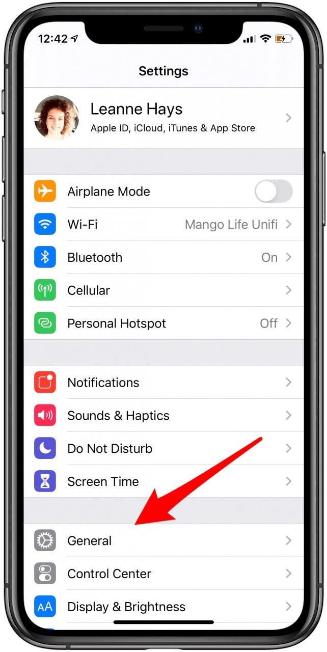 general tab in settings app