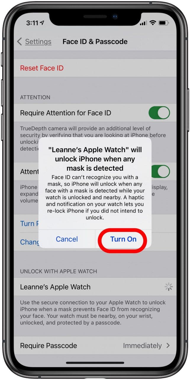 turn on unlock with apple watch