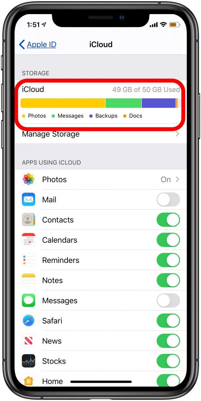 iphone storage