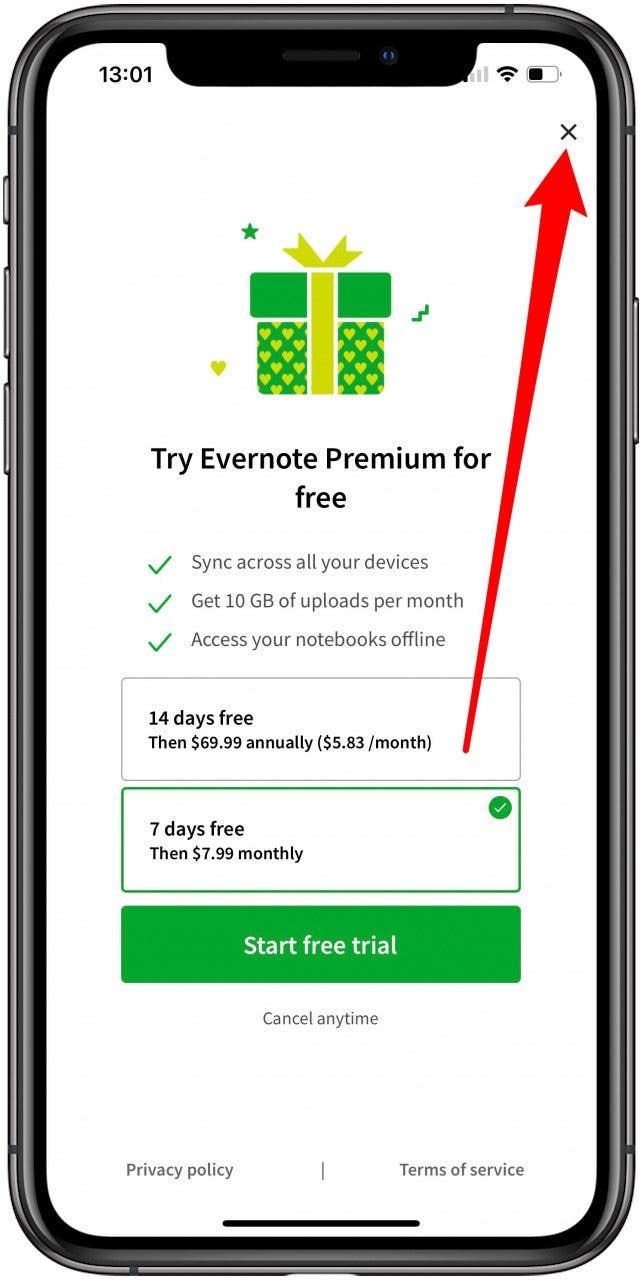 evernote subscription changes