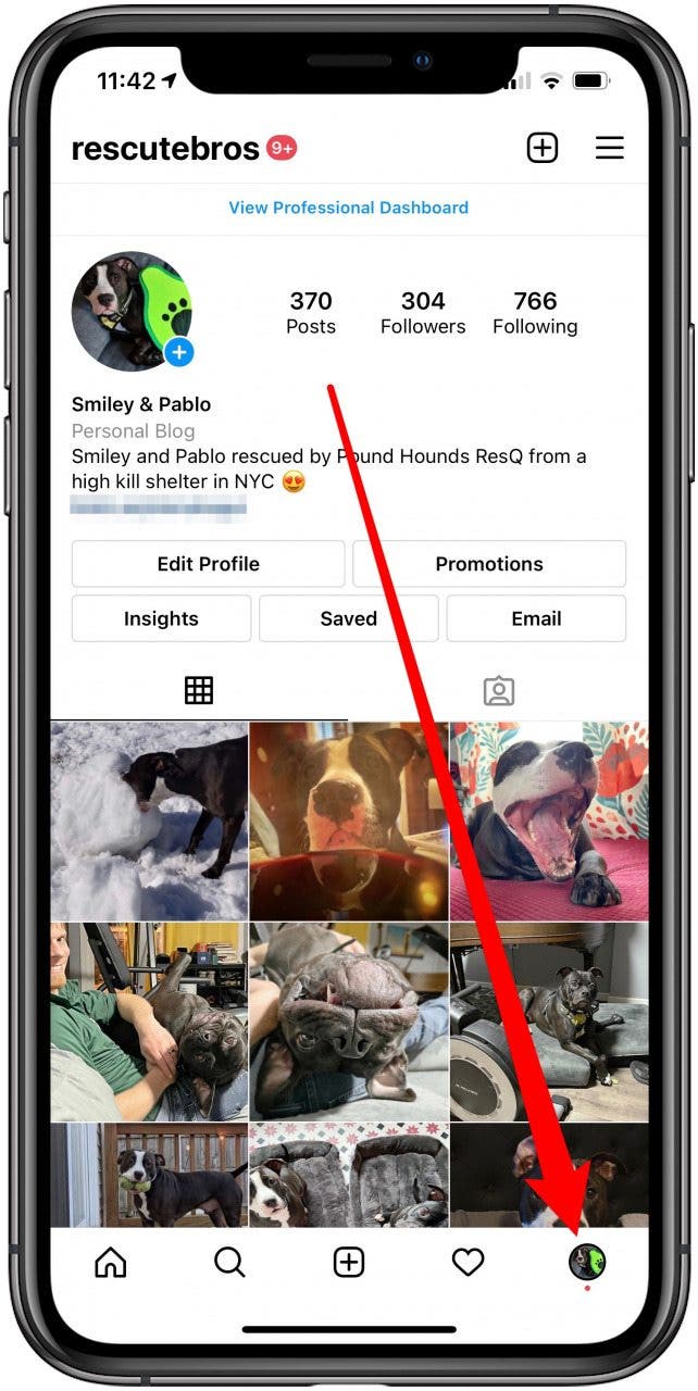 Open the Instagram app and tap the circle with your profile picture