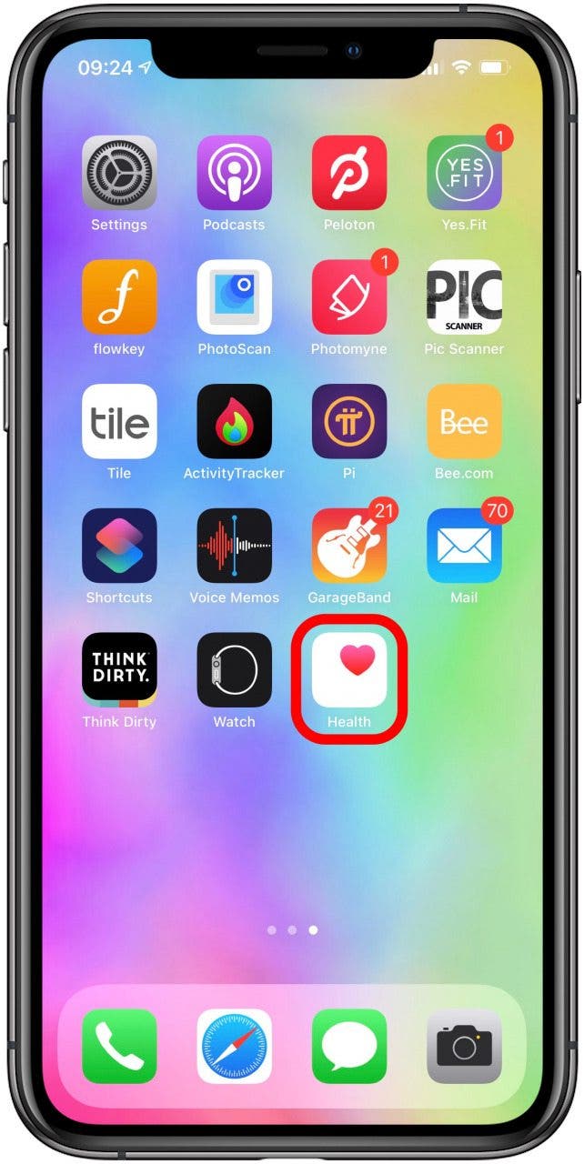 Open the Health app on your iPhone.