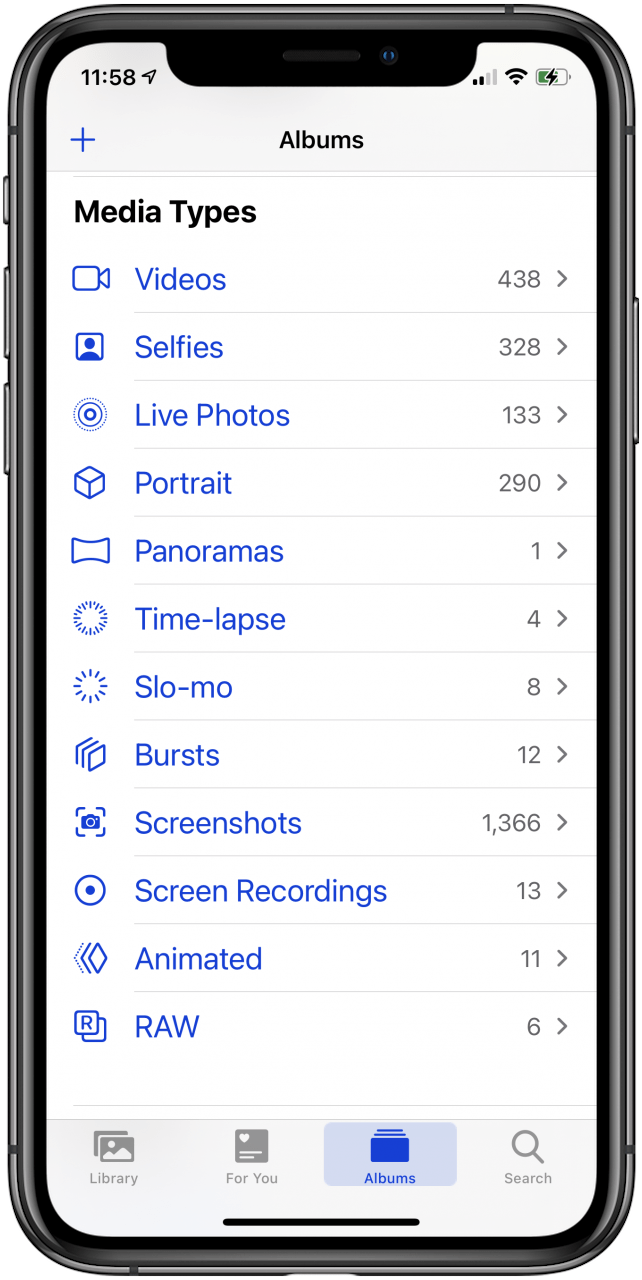 types of media on iphone