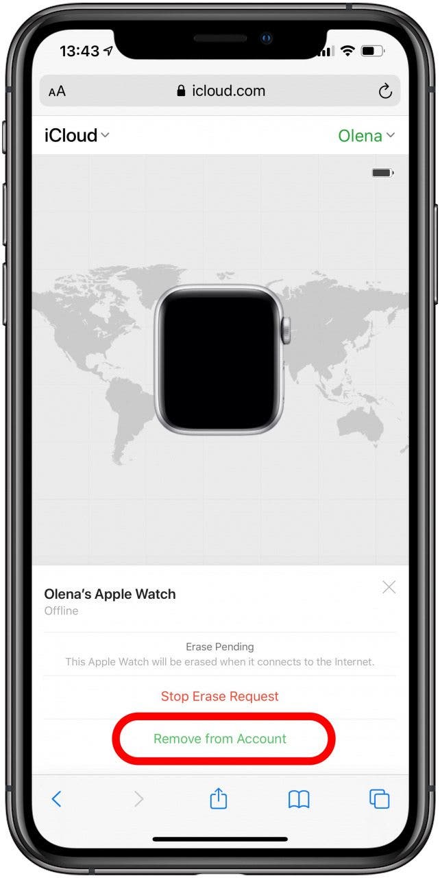 How to erase online icloud from apple watch