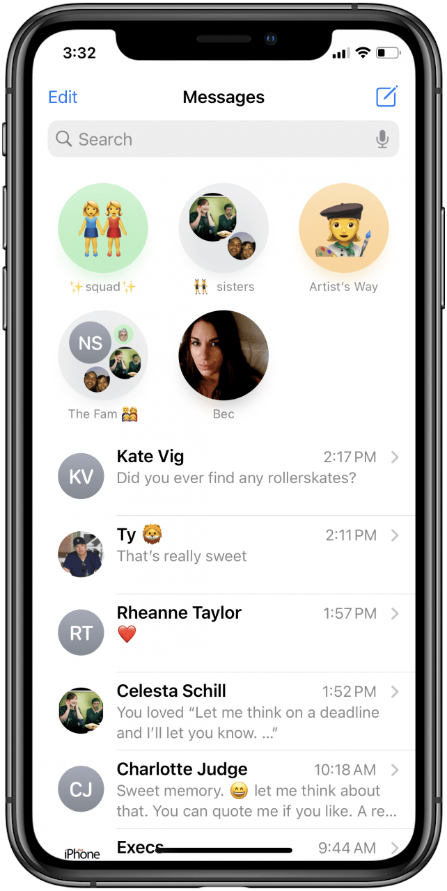 pin a contact to the top of your messages