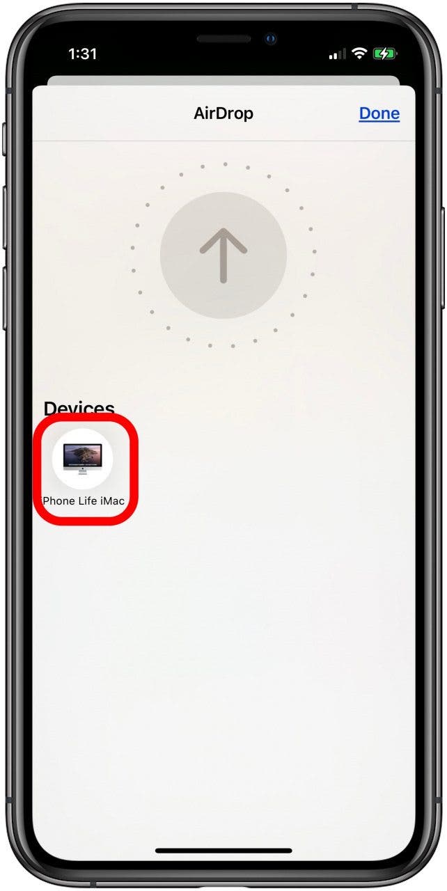 tap the apple device you want to airdrop to