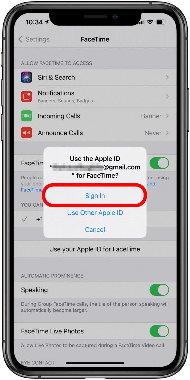 Sign into FaceTime using your Apple ID