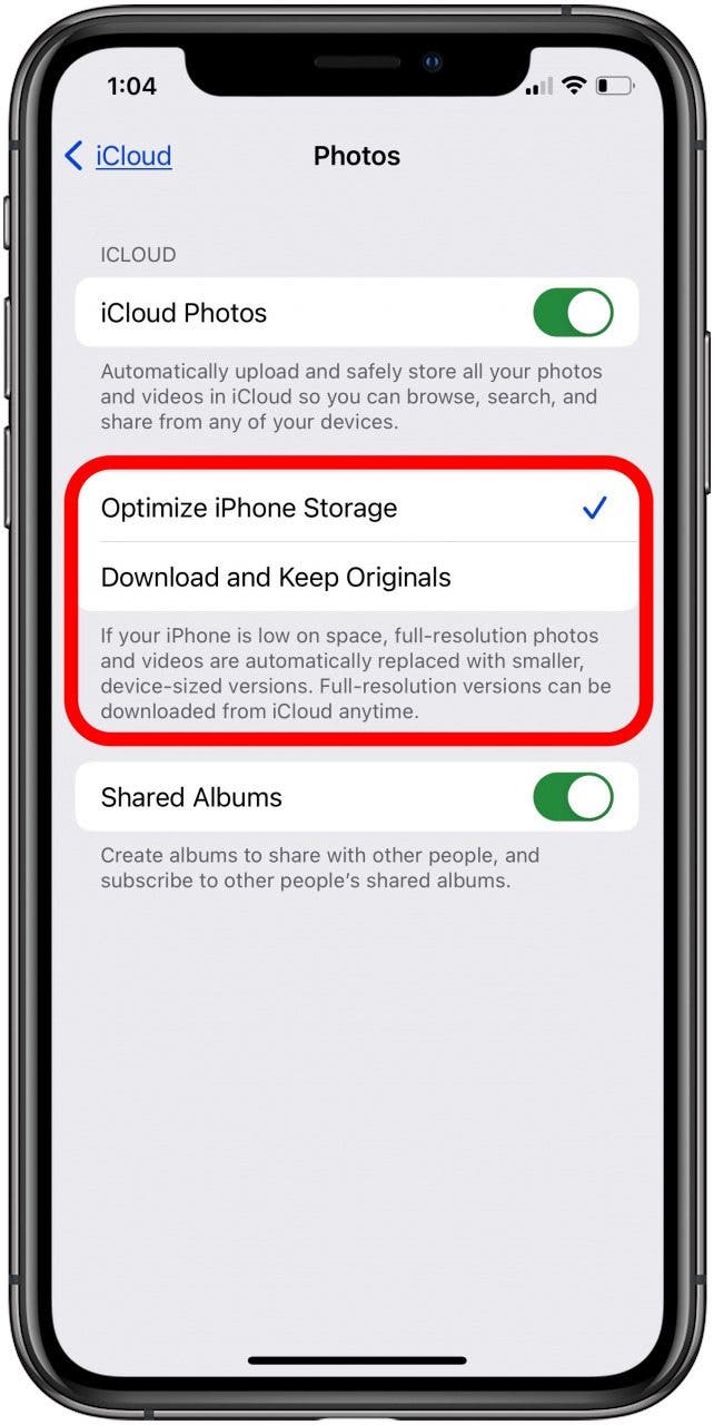 choose icloud photo storage