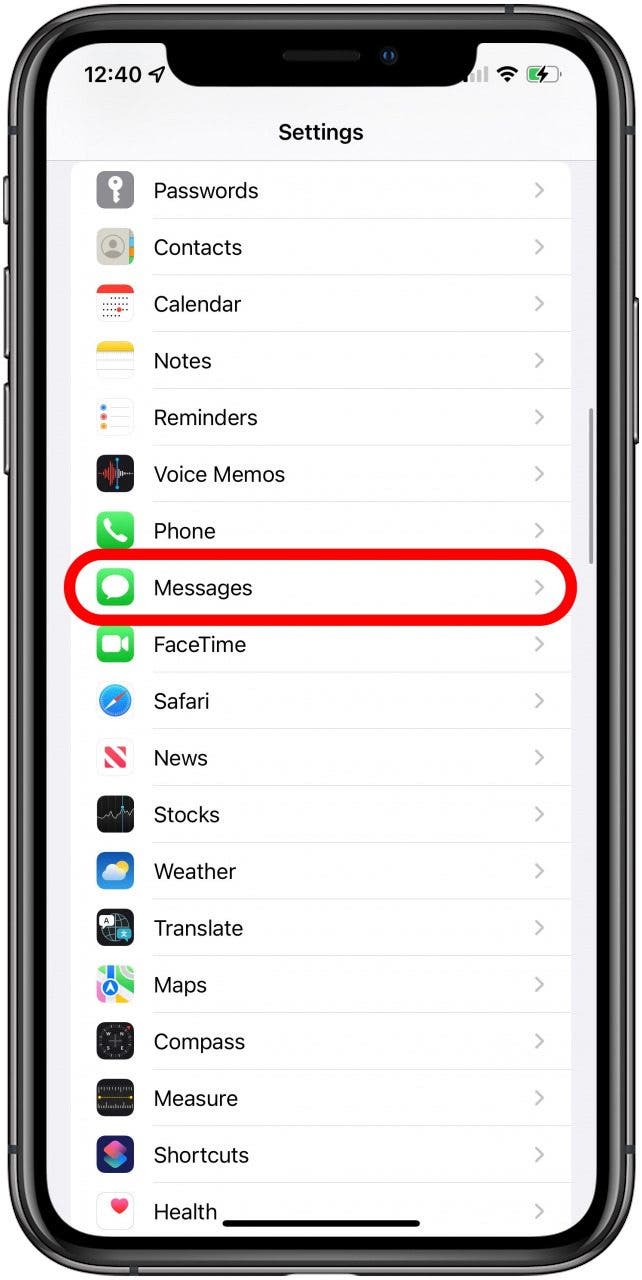 Tap Messages - can you search messages on iphone