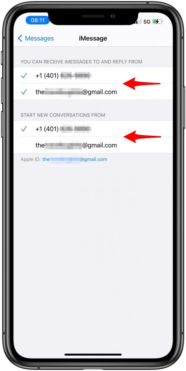 Make sure that you are using the same Apple ID under START NEW CONVERSATIONS FROM and YOU CAN RECEIVE IMESSAGES TO AND REPLY FROM in the Messages settings.