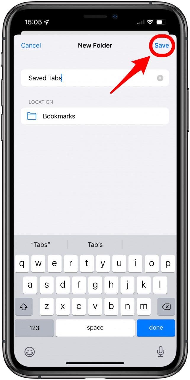 Tap Save - how to bookmark something on iphone