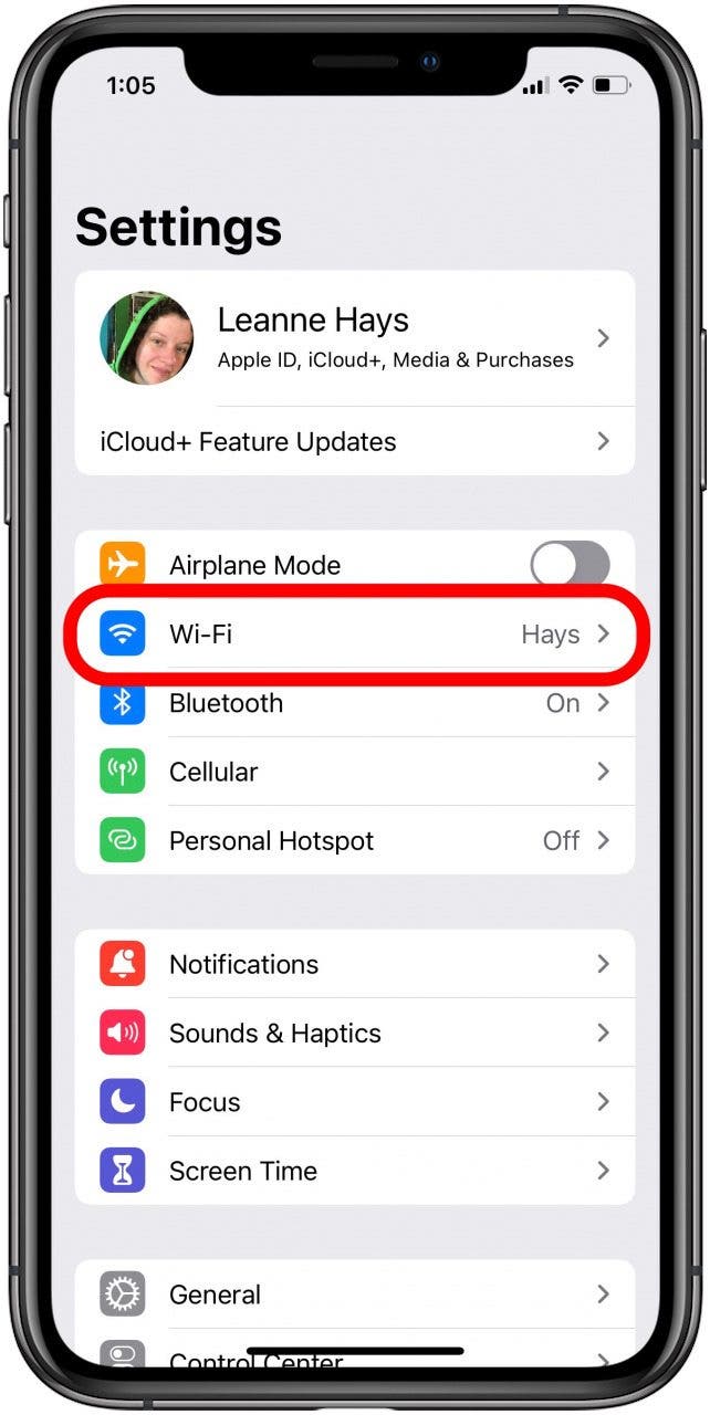 iphone wifi settings