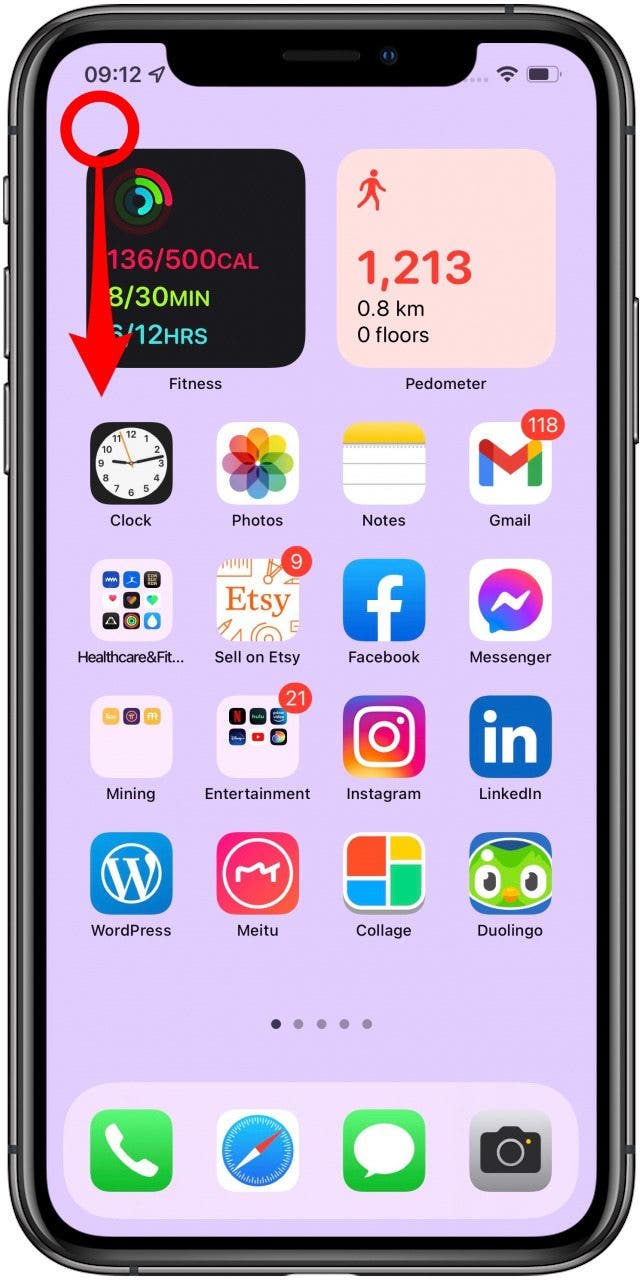 Swipe down on the left - home button on iphone 10