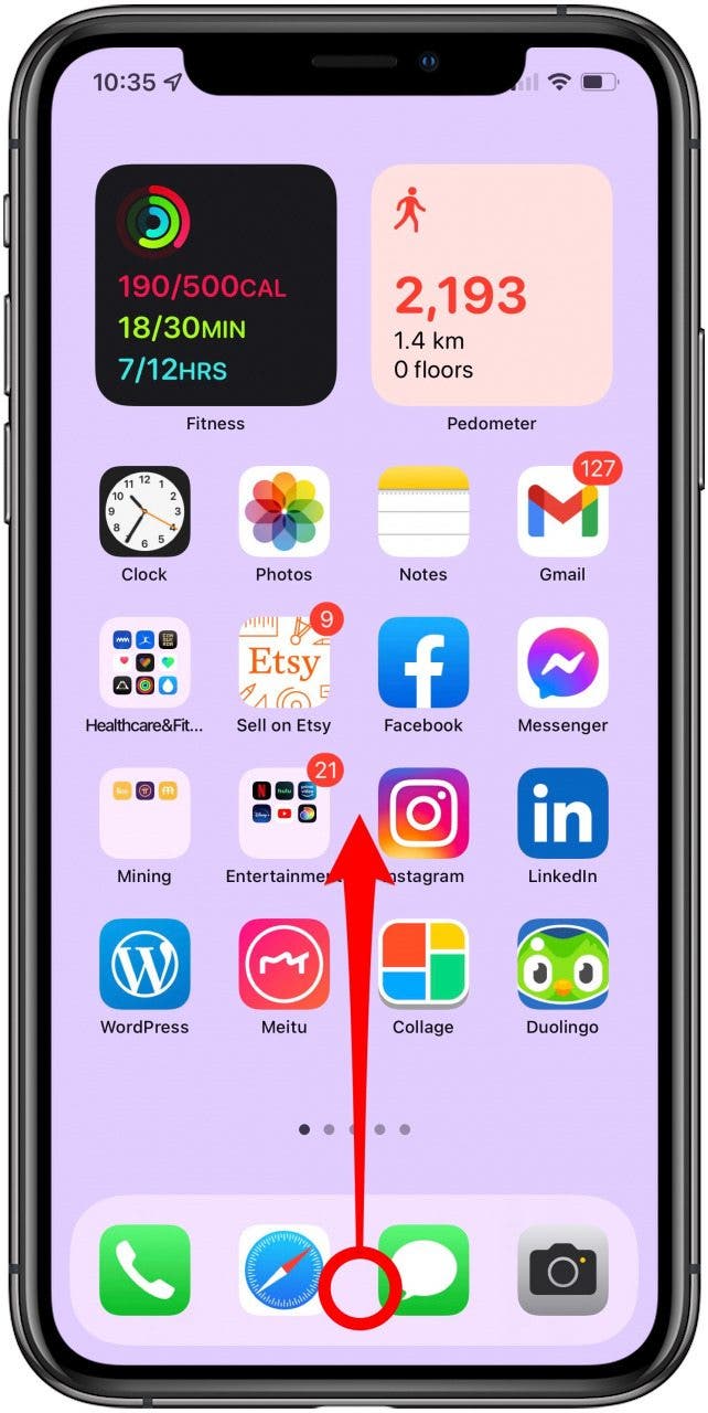 Swipe halfway up - iphone xs home button