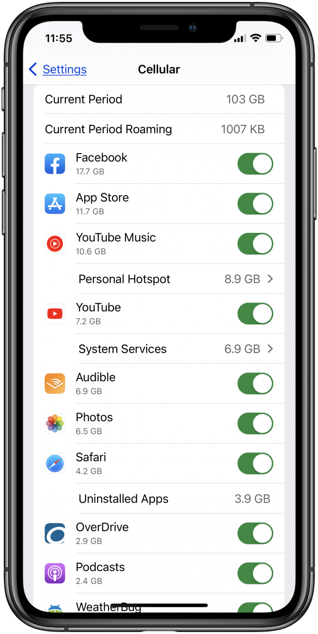 cellular data connection for apps