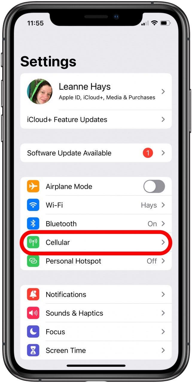 iphone cellular data settings