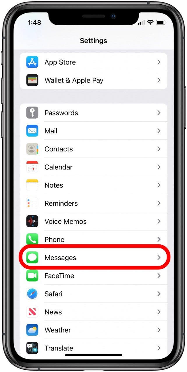 iphone messages settings