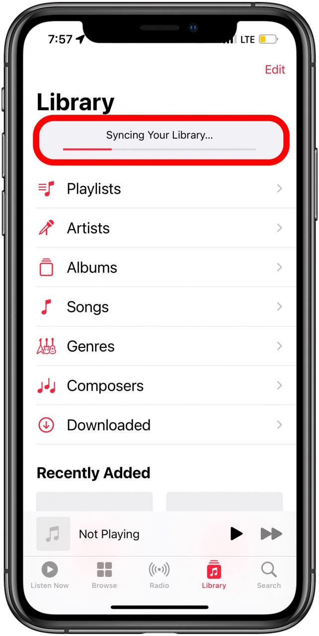 how to get apple music back on iphone sync library