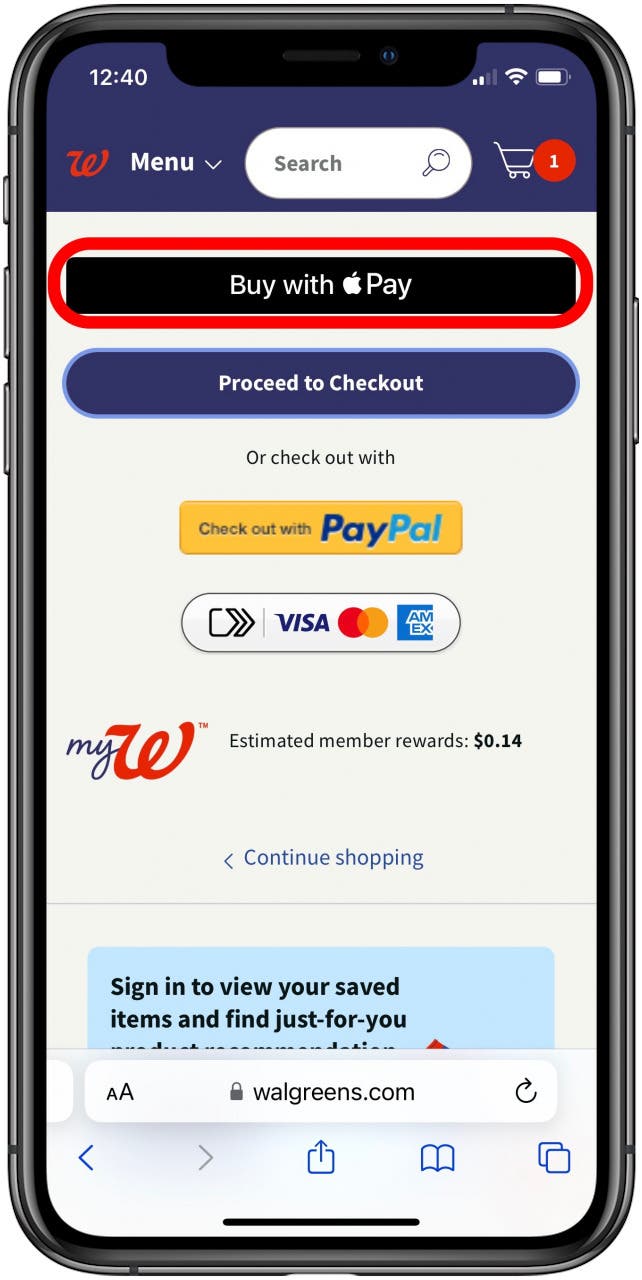 walgreens apple pay payment option