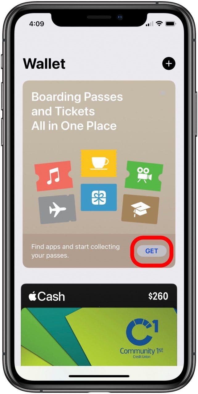 tap get to enable apple wallet passes