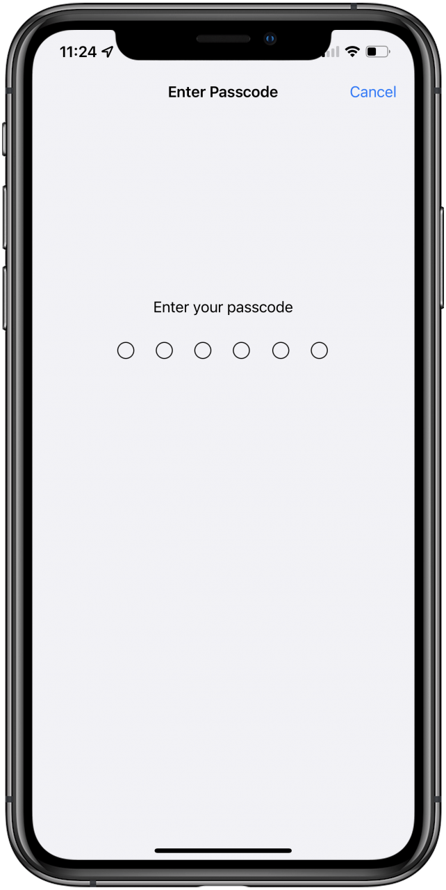 Enter your current passcode. 