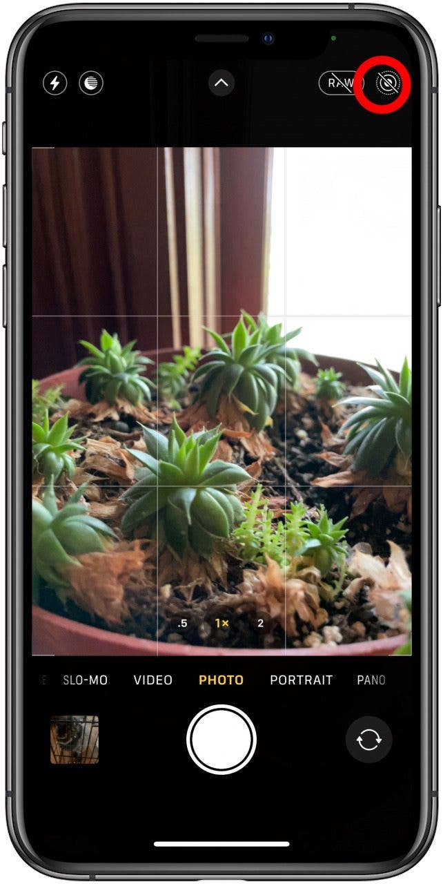 tap live photo icon to turn on live photo feature