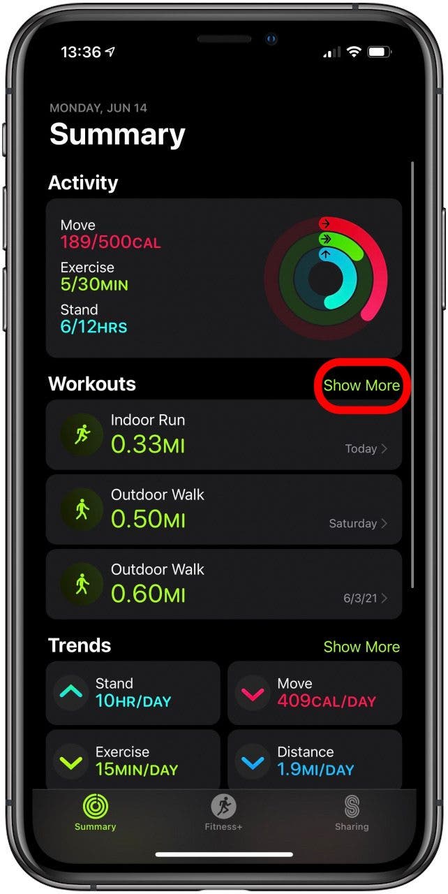 Apple health clearance app workout