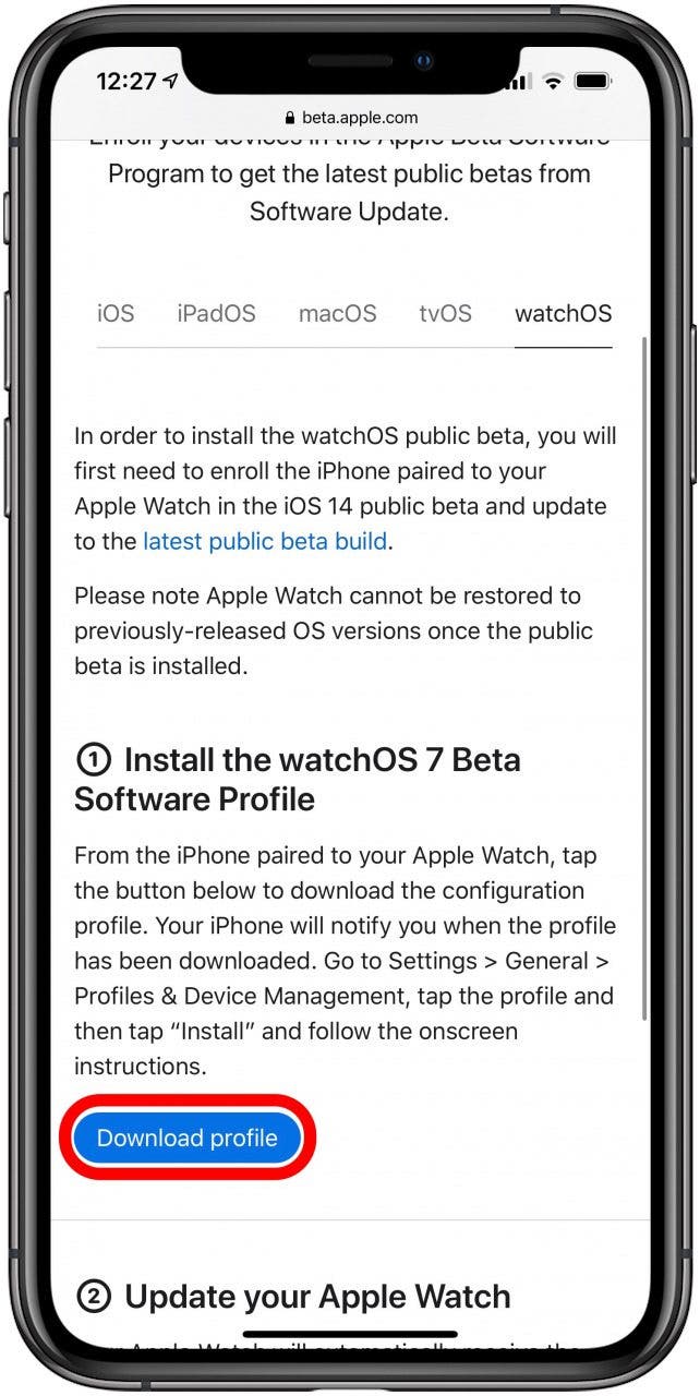 Apple watch public online beta profile