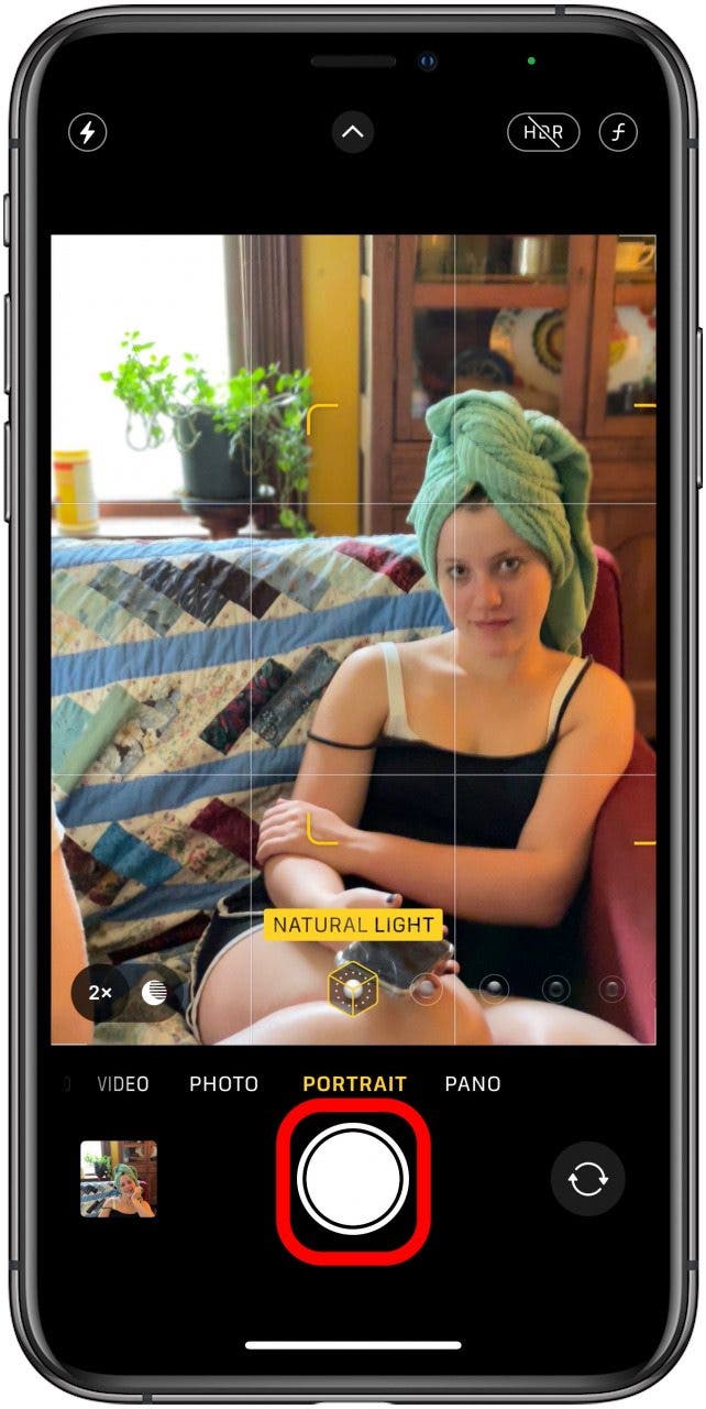 tap the shutter button to take your portrait mode picture