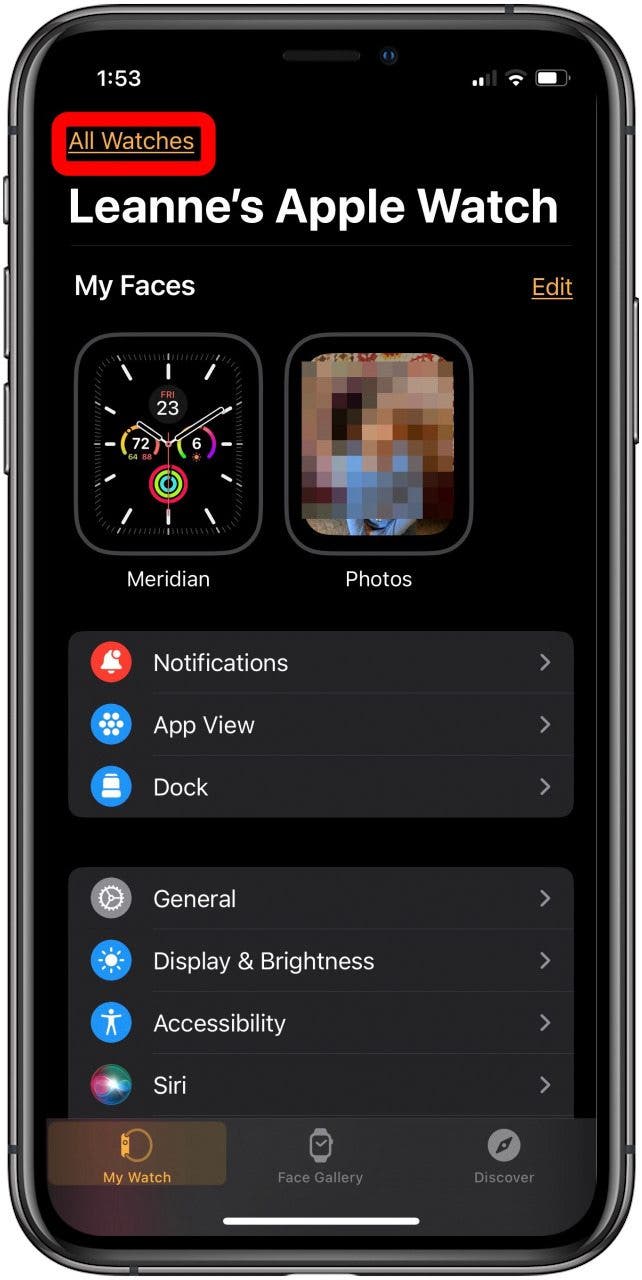 tap all watches to factory reset apple watch