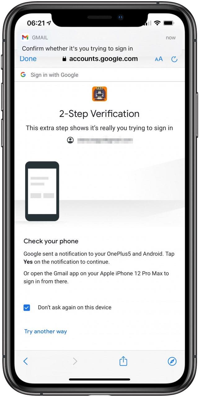 You might be prompted to complete 2-Step Verification.