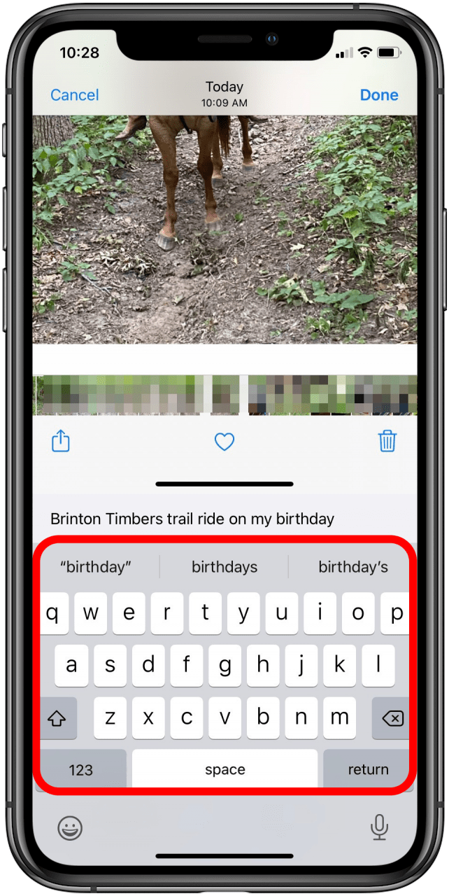 Use the keyboard or microphone to enter a caption