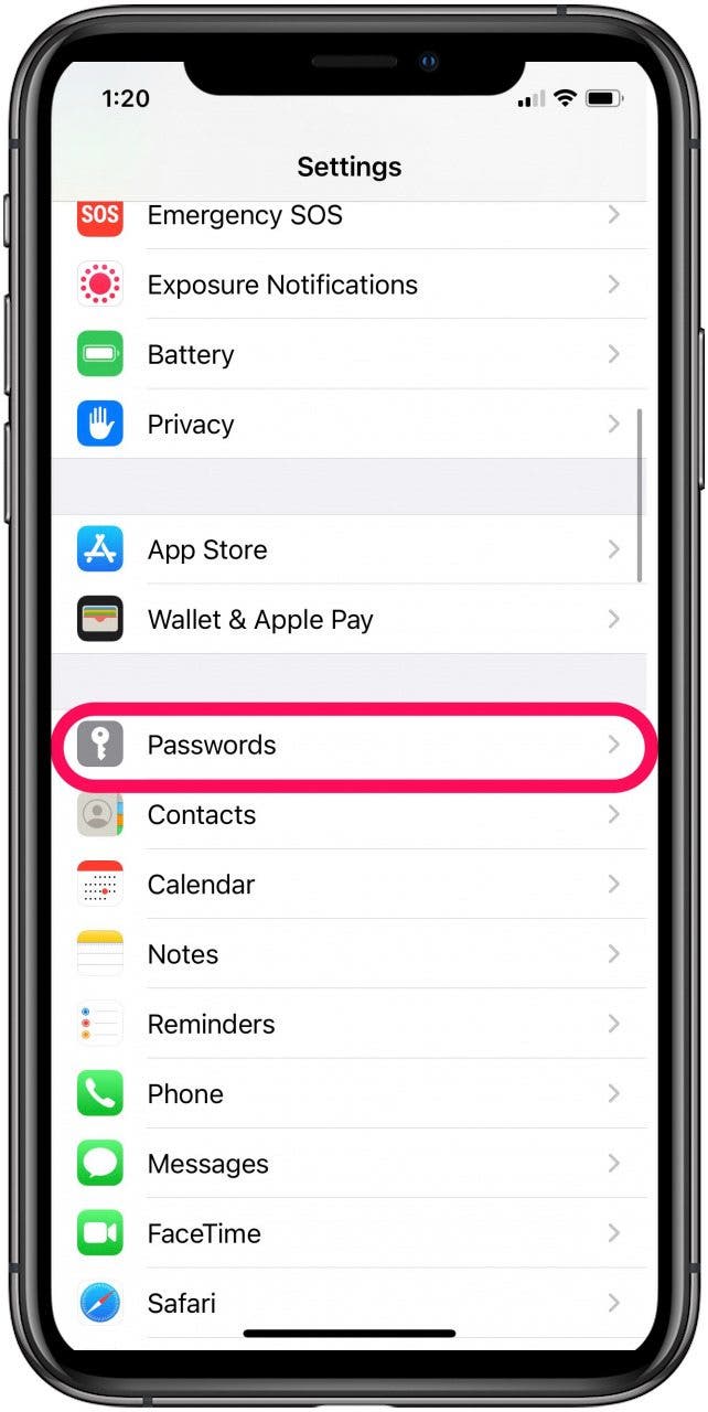 check saved passwords on iphone