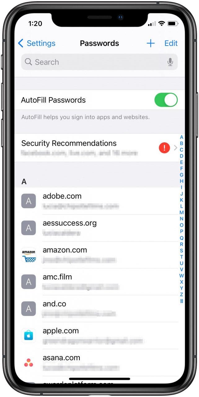 view compromised passwords iphone