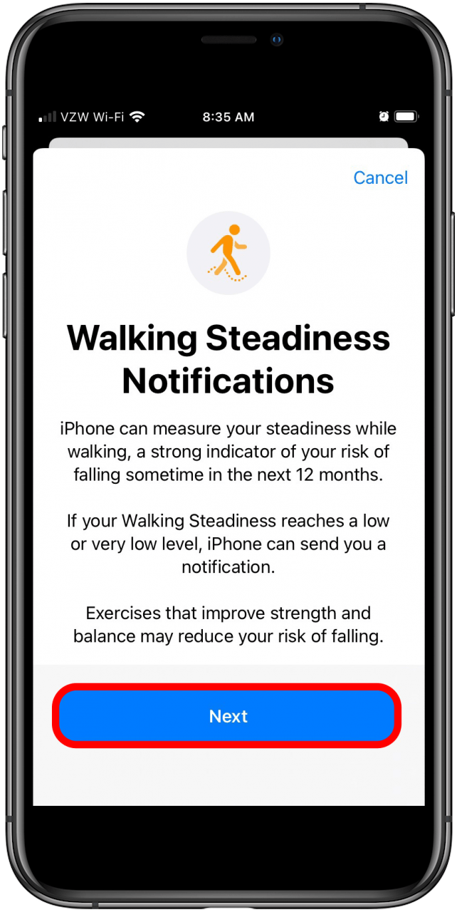 iPhone Walking Steadiness score health app iOS 15