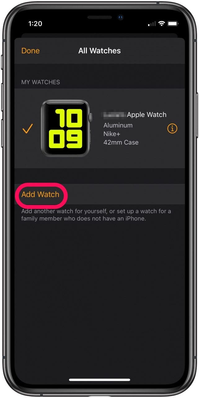 Tap Add Watch