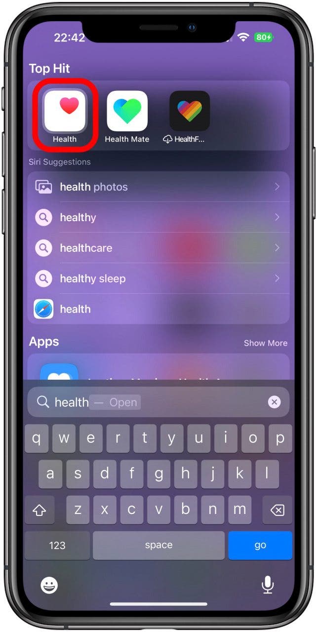 Open the Health app.