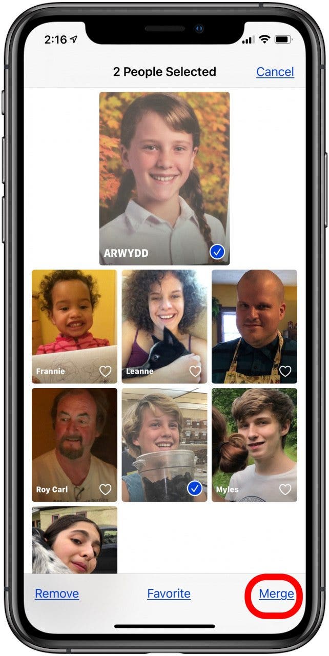 tap images of people to merge