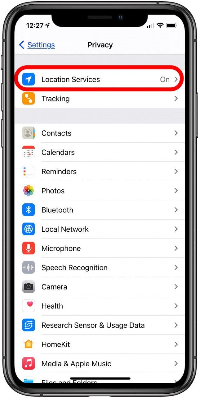 iphone location services settings