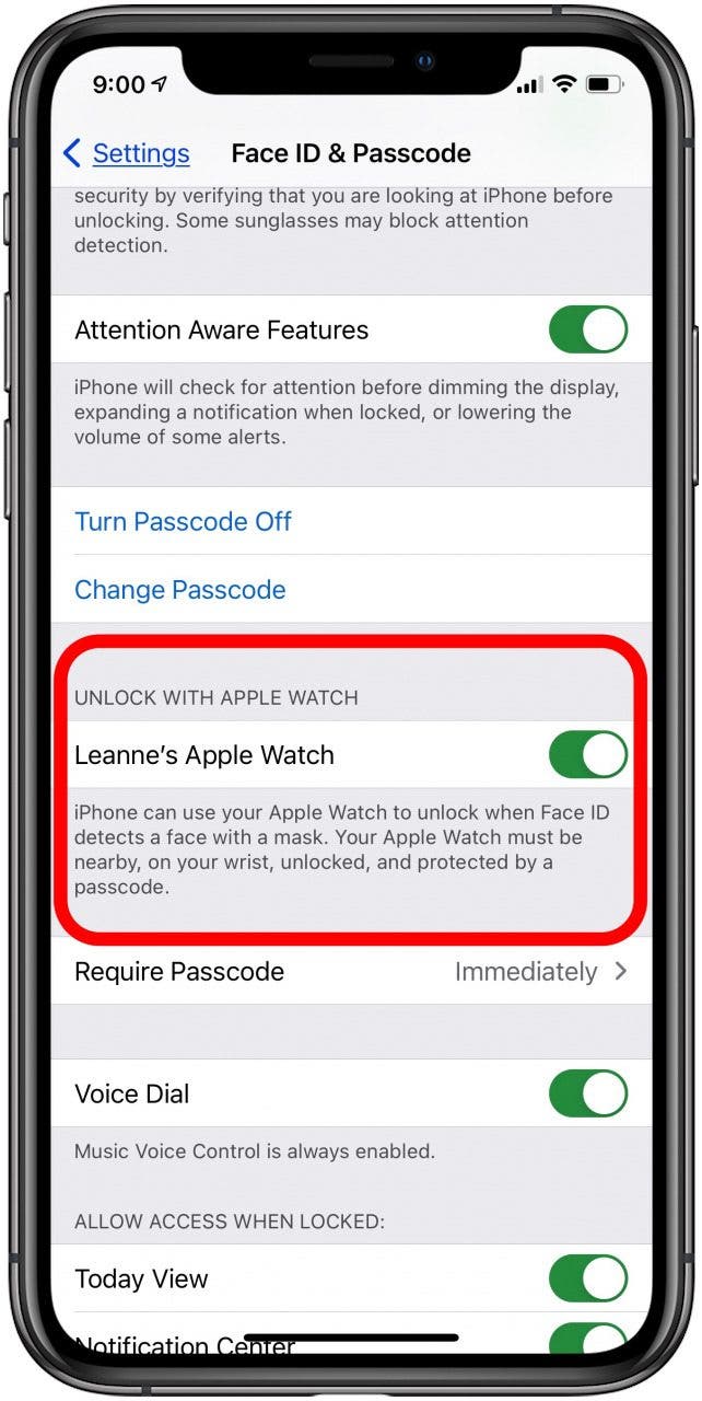 toggle on unlock with apple watch