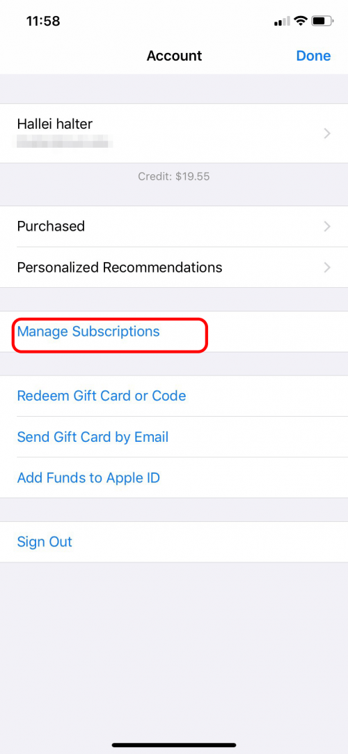 cancel itunes subscription on phone