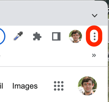 At the top-right corner of your Chrome window, click the three vertical dots.