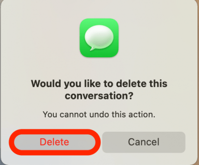 Click Delete to confirm. This is the fastest way of deleting messages.